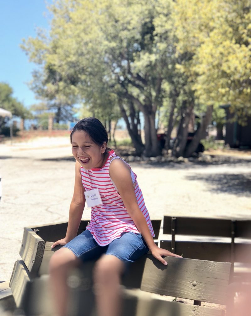 laughing outdoors