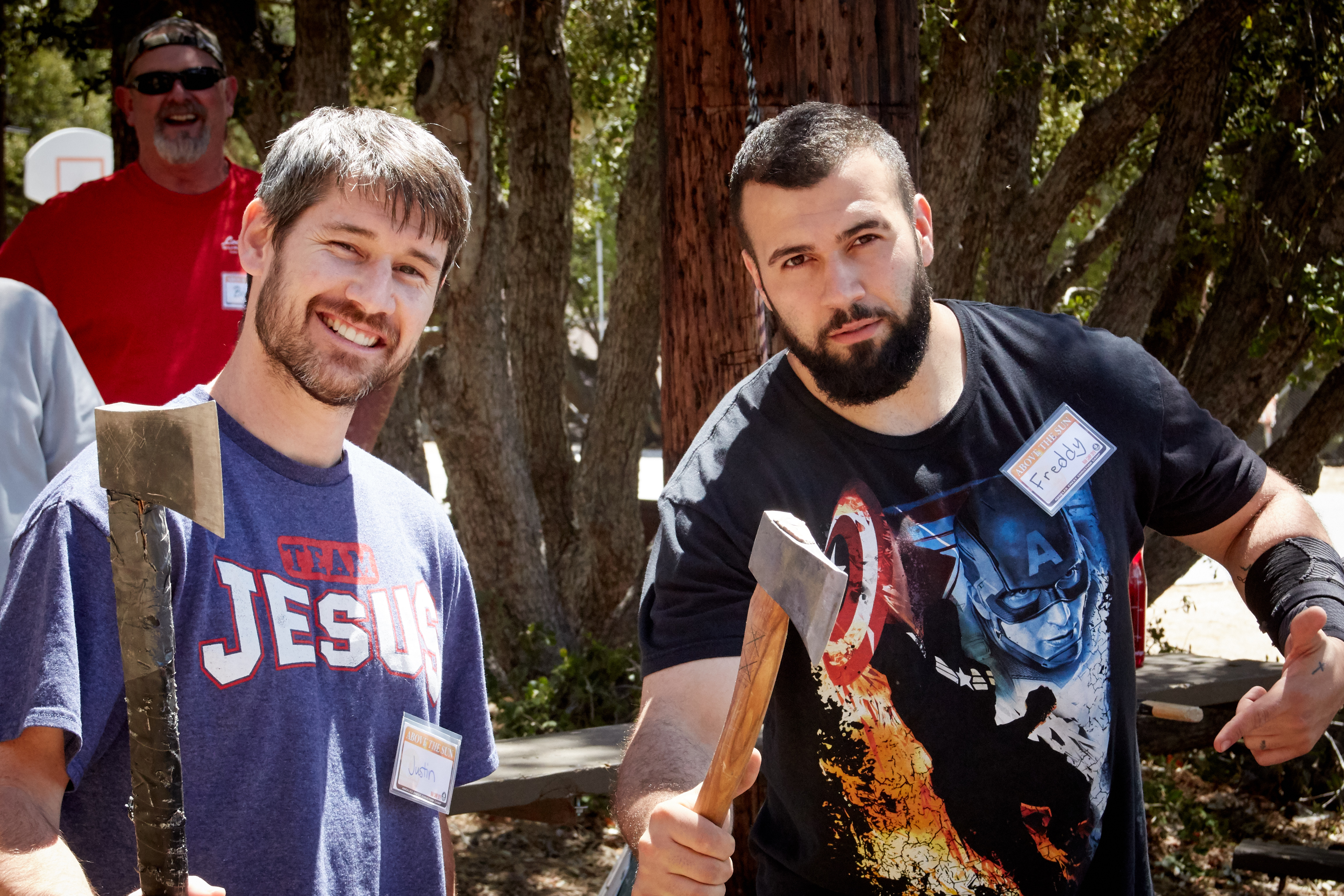 hatchet throwing man camp angeles crest