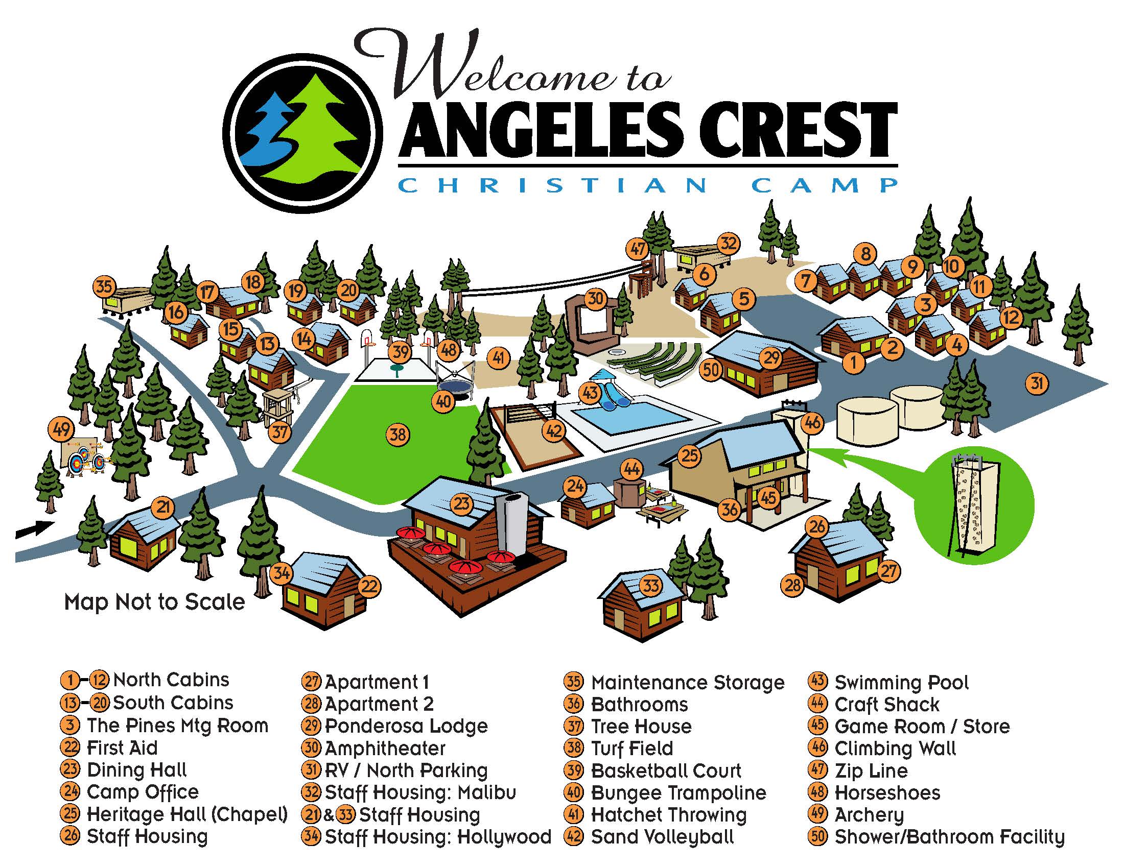Angeles Crest Christian Camp site map