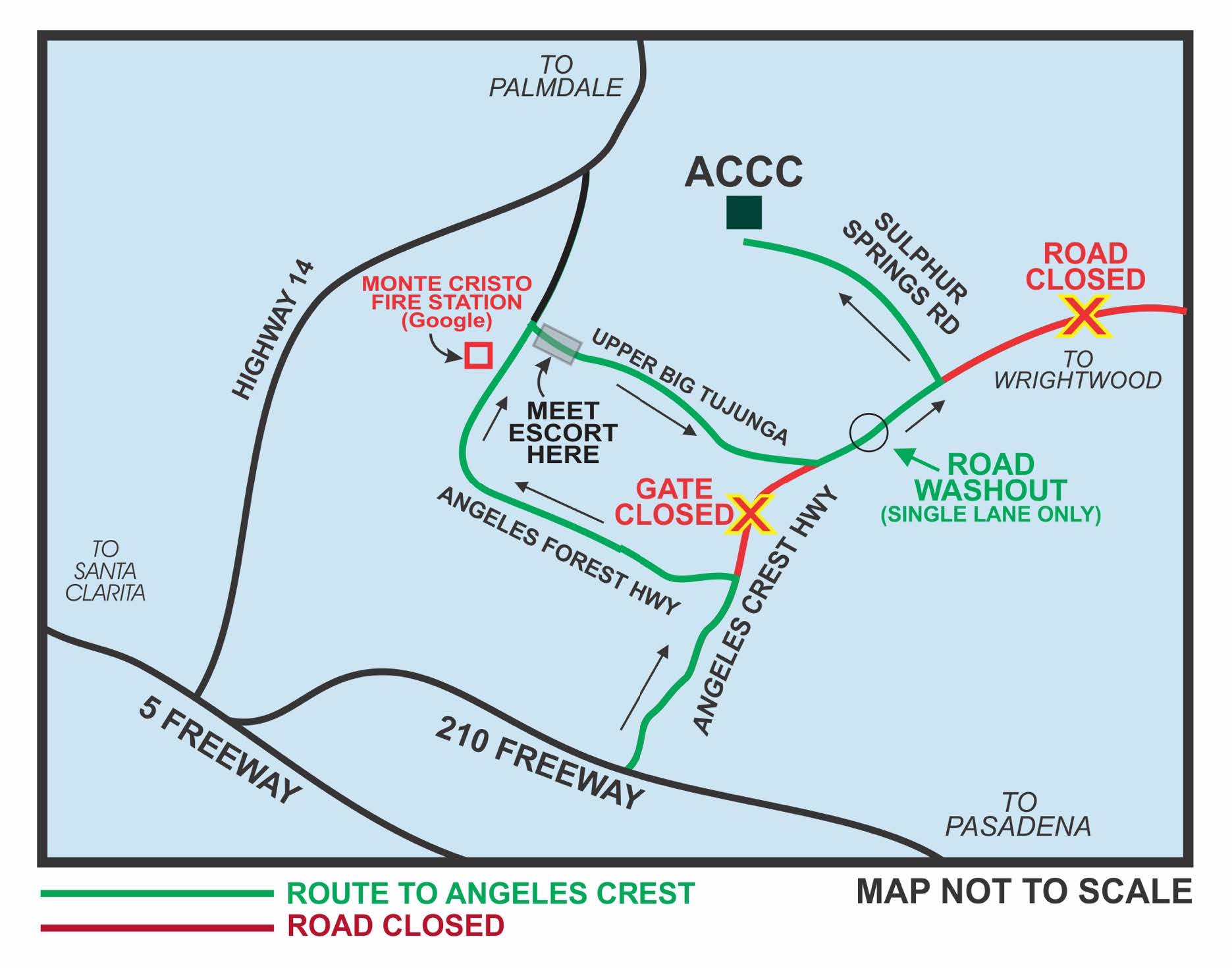 Revised driving directions to Angeles Crest due to road construction
