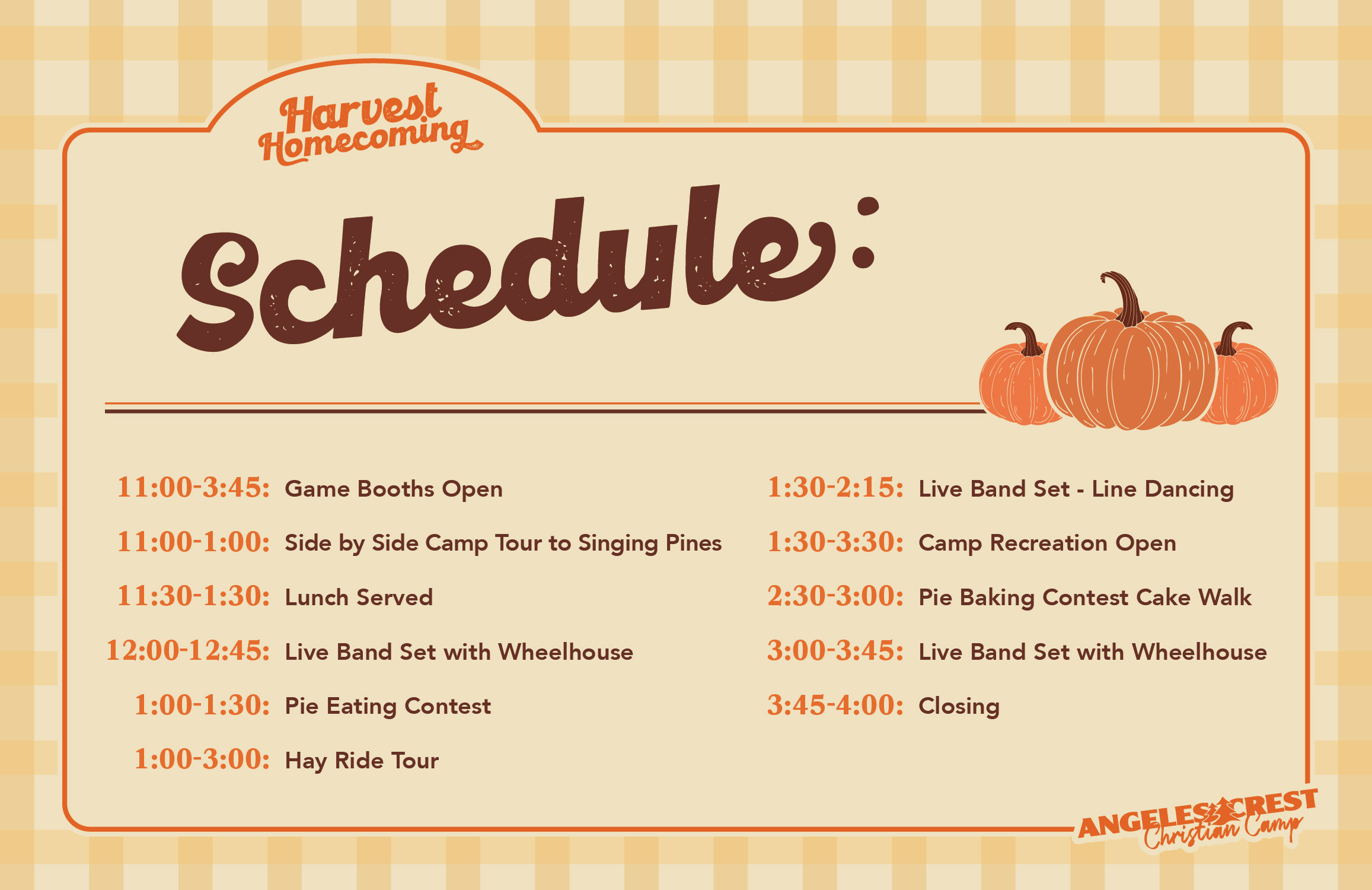Harvest Homecoming Schedule 2